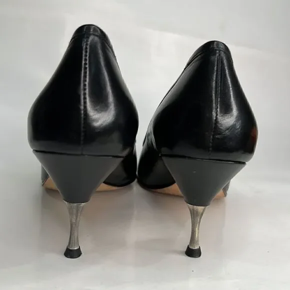 Vero VE Black Leather Pumps with fringe buckle - Picture 3 of 13